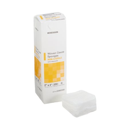 McKesson Square Non-Sterile 8-Ply Cotton Gauze Sponge, 2 x 2 Inch, 200-Pack