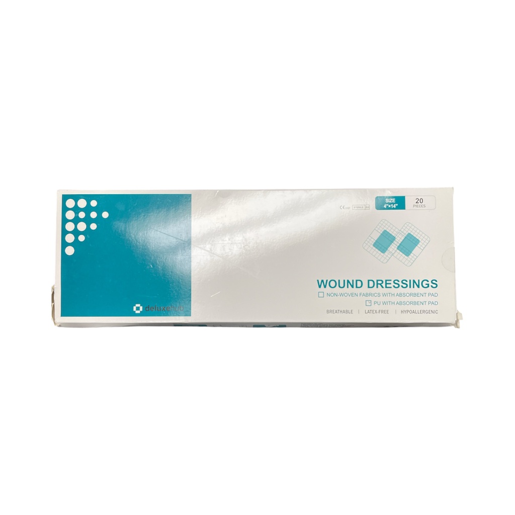 Transparent Wound Dressing, Breathable, Latex-Free, Hypoallergenic, 20 Pieces/Box (4&quot;x14&quot;)