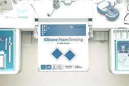 Silicone Foam Dressing with Adhesive Border, 2&quot;x2&quot;, 10 Pieces/Box